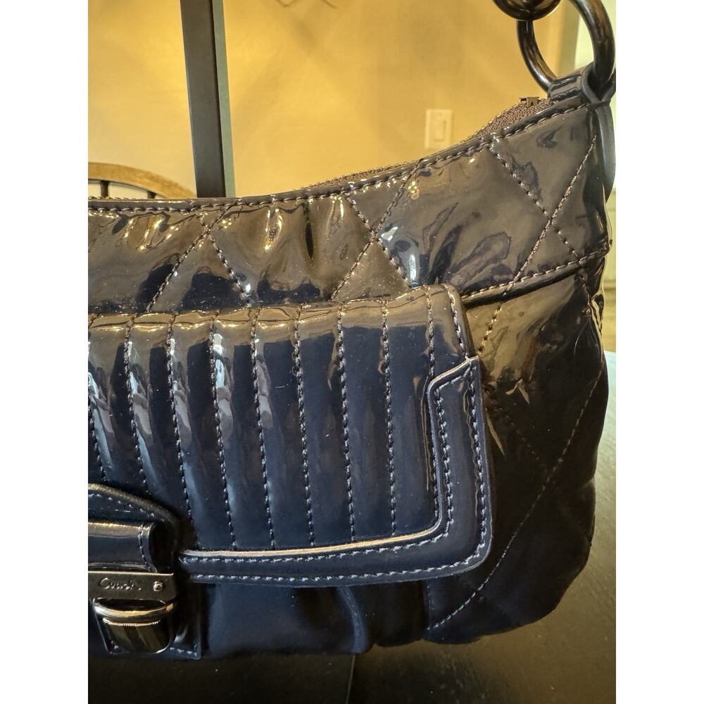 Navy Blue Coach Poppy Liquid Gloss Quilted Patent Leather Bag - Picture 3 of 10